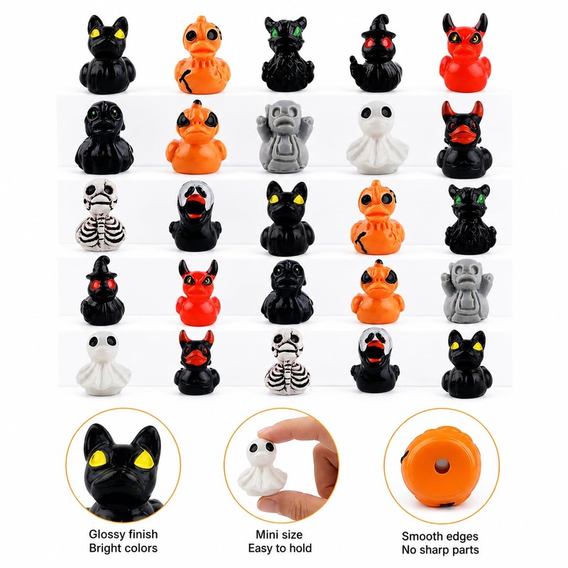 30PCS Halloween Mini Duck Figurines for Party Decor