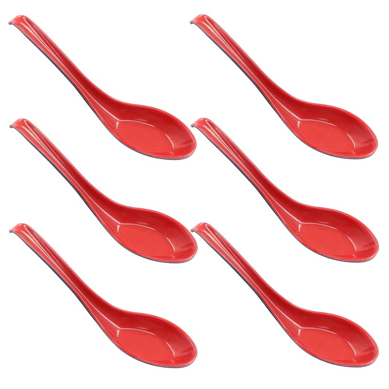 Cjueiom 6Pcs Rice Spoons, Chinese Soup Spoons with Hook for