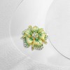 Gold Crystal Flower Leaf Brooches for Womne Elegant Enamel Rhinestone