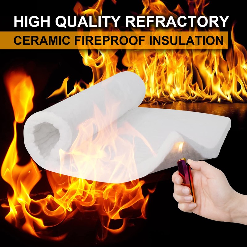 Lyrufexon Ceramic Fiber Insulation, 2 Pieces 24"x15.7"x1"Thick, 2600F Fireproof Insulation