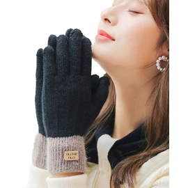 Miyubard Women's Thermal Gloves, Smartphone Compatible, Thermal Gloves, Warm, Fluffy, Bicycle, Work or School, Gift, Black