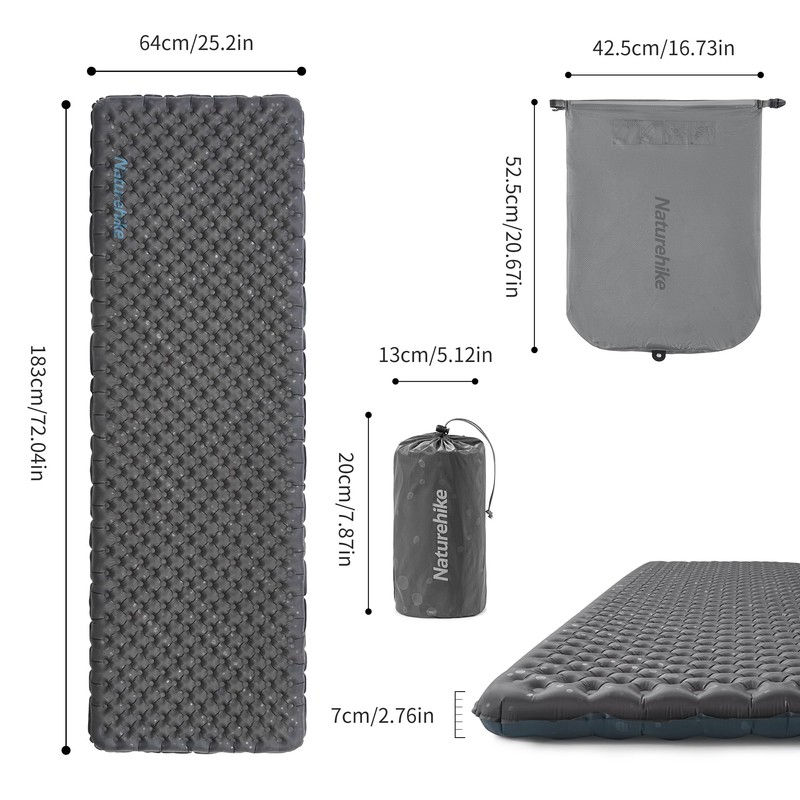 Naturehike 3.5 R-value camping sleeping pad 4 seasons ultralight self-inflating