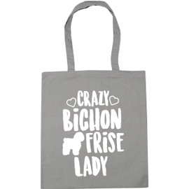 Hippowarehouse Crazy Bichon Frise Lady Tote Shopping Gym Beach Bag 42cm x38cm, 10 litres