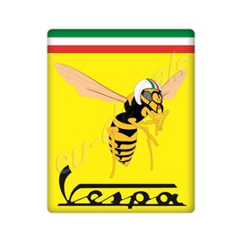 Front Badge Overlay 3D Decal domed for the front (horncasting) badge of your vespa, with the Mio Vespa Logo on Yellow and Italian - Italy flag for various Vespa models by MioVespa Collection
