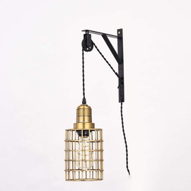 Topotdor Wall Mount Bracket and Pulley Set of 2 for Vintage Farmhouse Hanging Lighting DIY Industrial Pendant Light Fixture (Black)