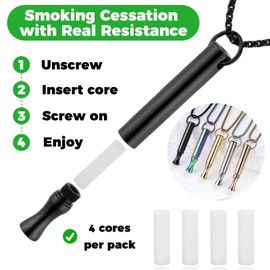 LAMKHOO Breathing Necklace to Quit Smoking and Vaping - Refillable Essential Oil Diffuser, Fidget Necklace for Anxiety Relief, Smokeless Inhaler with 4 Cotton Pods