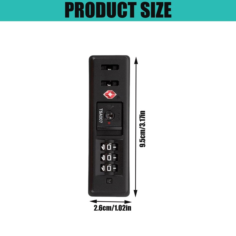 TSA Suitcase Lock with 3 Digit Combination Security Lock Zinc