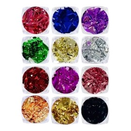 Xiaoya 2 Pack Hoja De Oro Colores Decoración Uñas Acrílicas