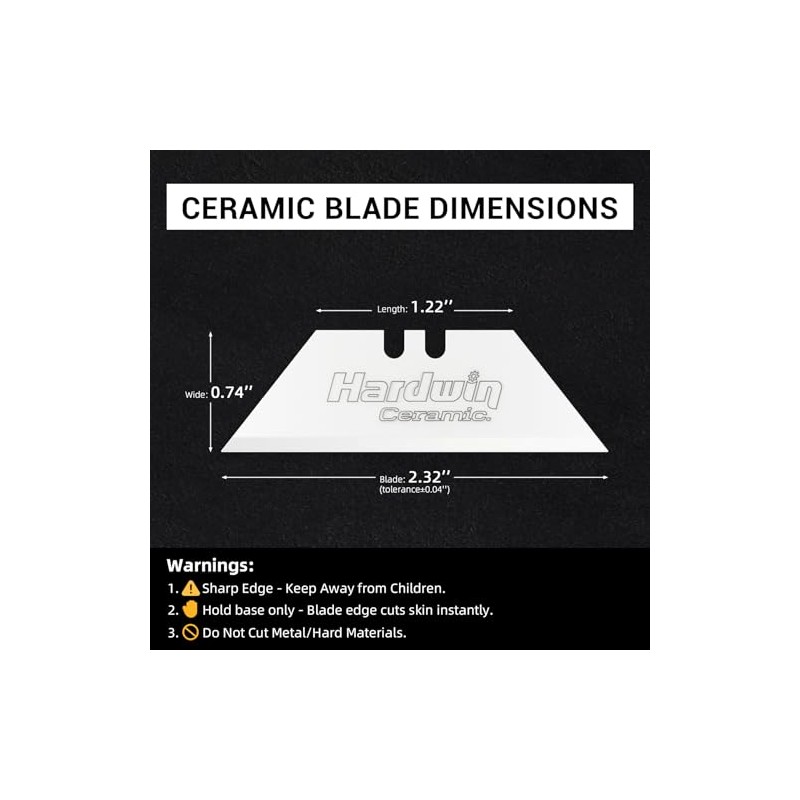 Premium Zirconia Ceramic Utility Knife Blades - 5Pack Replacement Blades,