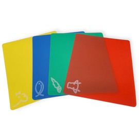 Handy Housewares 4pc Flexible Cutting Mat Set - Veggie, Fish, Beef and Poultry Cutting Mat Set, 11.75 x 9.75 Inches (1 Set)