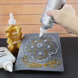 BAZIC Glitter Glue Silver Gold Iridescent Metallic Color, Non-Toxic Washable Glitter Glue for Slime Paints Art Crafts (6.76oz/Pack), 24-Packs