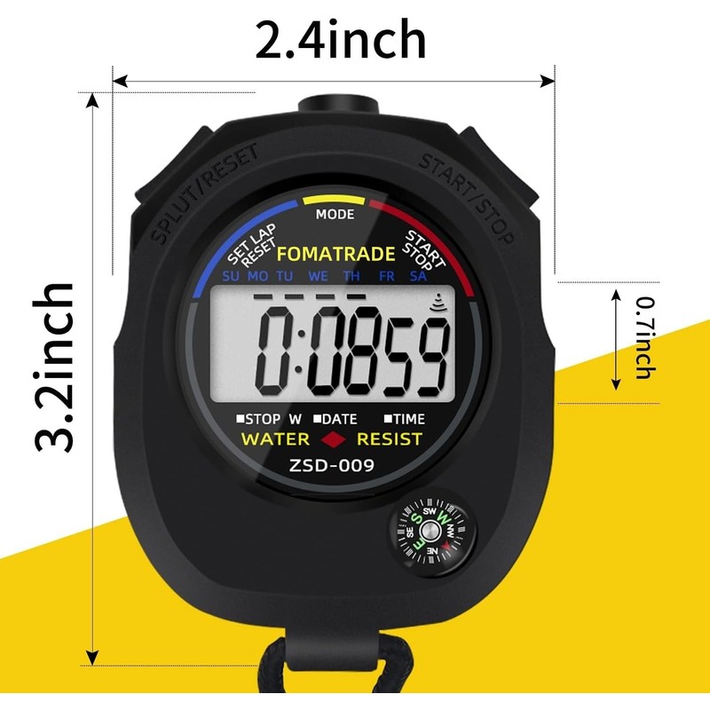 Fomatrade Digital Handheld Multi-Function Professional Electronic Chronograph Sports Stopwatch Timer