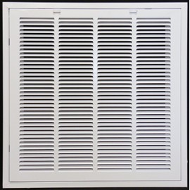 24" X 24 Steel Return Air Filter Grille for 1" Filter - Easy Plastic Tabs for Removable Face/Door - HVAC DUCT COVER - Flat Stamped Face - White [Outer Dimensions: 25.75 X 25.75]