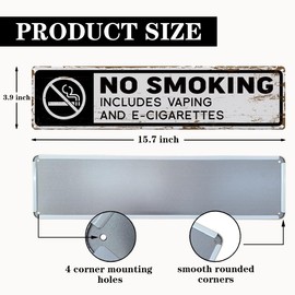 No Smoking Sign, Metal Warning Sign, Retro Metal Tin Signs, No Smoking Signs For Home And Business, UV Protected, Weather Fade Resistant, Easy to Install 15.8x4 Inch