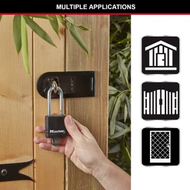 MASTER LOCK Heavy Duty Padlock [Key] [Covered Laminated Steel] [Weatherproof and Rustproof] [Medium Shackle] [Pack of 2] M115EURTLF - Best Used for Storage Units, Sheds, Garages, Fences