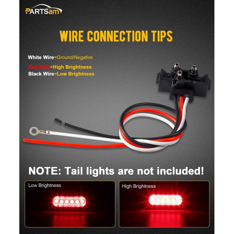 Partsam 8X Truck Trailer Molded 3 Prong Pigtail Harness Stop