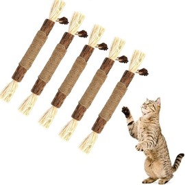 Chew Sticks,Kitten Teething Toys Natural Cat Teeth Nip Cleaning Teeth Chew Catnip Chew Toys for Indoor Cat Teeth Cleaning Kitten Teething and Stress Release,Natural Silvervine Dental Sticks (5pcs)