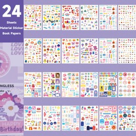 1026 Pieces/24 Sheets Scrapbooking Sticker Set Plants Scrapbooking Stickers Scrapbook Stickers Scrapbooking Accessories Stickers for Journaling Photo Album Scrapbook Calendar Notebook