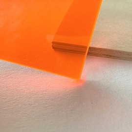 Fluorescent Transparent Orange Acrylic Sheet (12" x 20", 1/4" / 6mm)