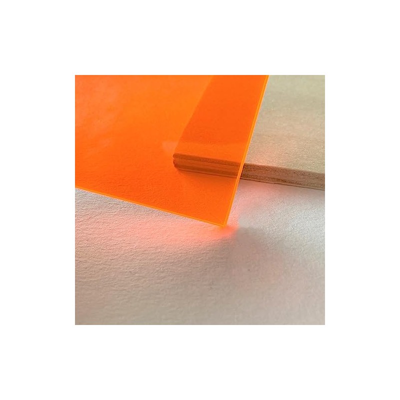 Fluorescent Transparent Orange Acrylic Sheet (12" x 20", 1/4" /
