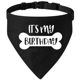 My Birthday Dog Bandana & Collar, Pet Scarf with Adjustable Collars for Small to Large Dogs & Cats (Medium, Black)