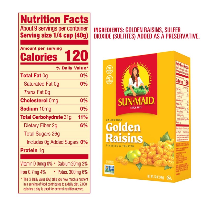 Sun-Maid California Golden Raisins - 12 oz Sharing-Size Box -