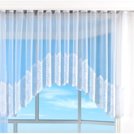 Bogenstore 13117 Baroque Jacquard Curtain, 145 x 450 cm, Floral Pattern, White Ruffle Tape, Universal Tape, Pleated Tape Store