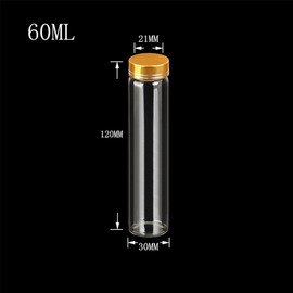 12units Empty Jars Glass Bottle with Aluminium Gold Color Screw Cap 60ML Sealed liquid Food Gift Container (12, 60ML-Golden Lid)