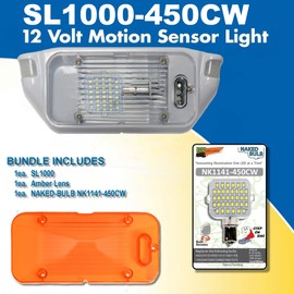 Starlights SL1000, upgraded with a 450 LM COOL WHITE Naked Bulb, is EMI Suppressed, has Dual Sensors, for Exterior mounting, 12-Volt Motion Light. The SL1000 is White in Color