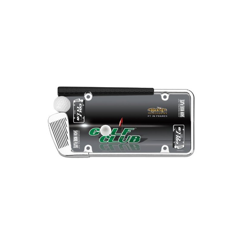 Golf Club/Ball Chrome License Plate Frame 2 Pack No Caps