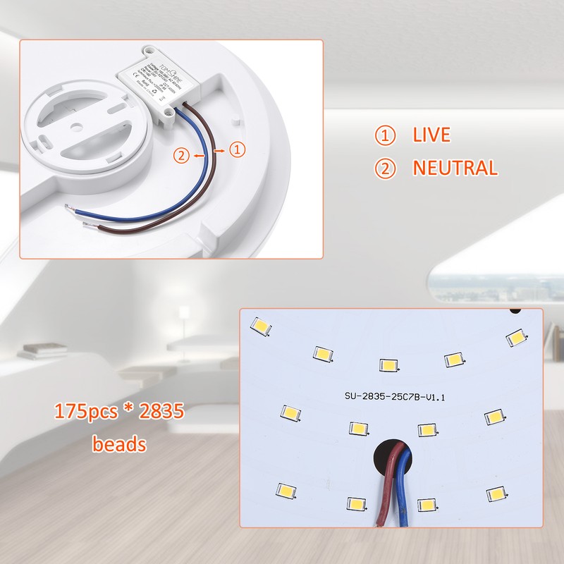 [通拓商品]Tomshine 100-265V 24W LED Ceiling Light IP65 Water-resistant 4000k Natural