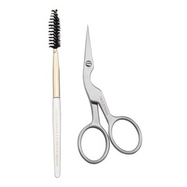 Tijeras y cepillo para dar forma a las cejas Tweezerman - Tijeras de acero inoxidable para recortar cejas para mujeres y hombres