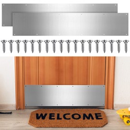 8 x 36 Inches Door Kick Plate for Exterior Doors Suitable for 36 Inch Doors Aluminum Kick Plates with Screws for Wood Metal Interior/Exterior Anti Scratch Door Protection (2 Sets)