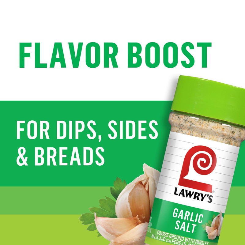 Lawry’s Garlic Salt, Coarse Ground with Parsley, No MSG Added,
