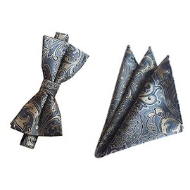 Big Boys Bow Ties Set Dark Grey Business Silk Bowties Holiday Best Gifts for Men