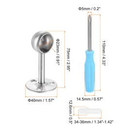 sourcing map 4pcs Stainless Steel Closet Rod Holder Set Semi-Open 0.91" Dia Shower Rod Flange Socket Wardrobe Bracket with Screwdriver and Expansion Tube for Closet Shelf Wardrobe Curtain