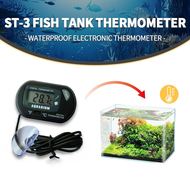 2-Pack Digital Aquarium Thermometers with Probe & Suction Cup -