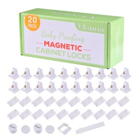 Vkania Magnetic Cabinet Locks Baby Proofing - Baby Safety Latches for Drawers and Cabinets -Easy Installation No Drilling (20 Pack and 2 Keys)