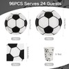 PCLMLES 96pcs Party Plates Soccer Tableware Set Black and White
