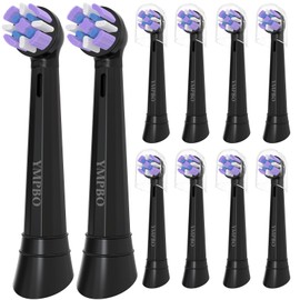 Pack of 10 Replacement Heads Compatible with Oral B iO 10 9 8 7 6 5 4 3 Series Electric Toothbrush, Medium Brush Heads, Black