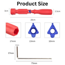 WUWWUT Toilet Seat Spanner Plumbing Tools, Toilet Seat Tightening Tool with 2 Replacement Heads, Universal Toilet Seat Fitting Tool for Removal, Installation, and Repair 10/13/17mm