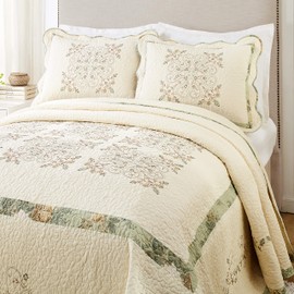 Mary Jane's Home Vintage Treasure Pillow Sham - Lightweight Breathable All Seasons Quilted Pillow Sham, King Size