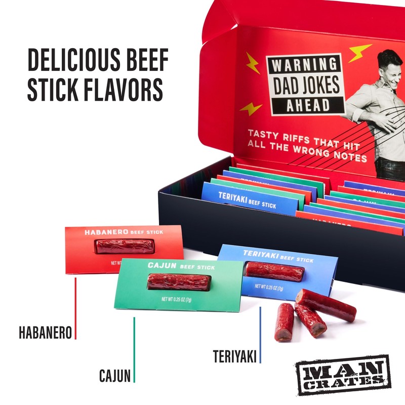 Man Crates, Beef Jerky Gift Box for Men, Includes 3