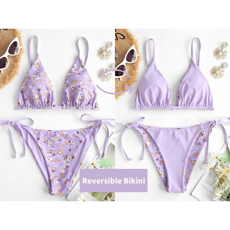 ZAFUL - Bikini triangular para mujer, traje de baño de