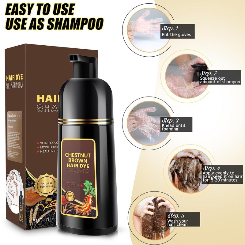 GDRFNP Black Hair Dye Shampoo 3 in 1 for Gray