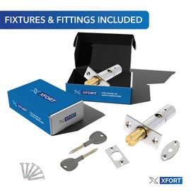 XFORT® 2 Pack Mortice Door Bolts with 2 Star Keys, Door Security Rack Bolt Providing Enhanced Protection for Doors and Windows at Home and in The Workplace (55mm, Polished Chrome)