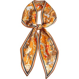 FonVan Silk Scarf, Silk Hair Scarf for Women, Bandana, Satin Scarf, Headscarf, Breathable Neckerchief for Handbags, Accessories, Handbag Accessories, Silk Scarves Scarf, Yellow Colorful Flower