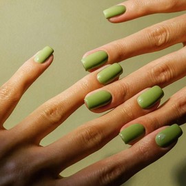 French Press On Nails - 24Pcs Square Fake Nails - French Tip Stick on nails with Glue - Acrylic Full Cover False Nails for Women Girls XU06