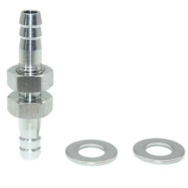 Beduan 1/4" Hose Barb Thru-Bulk Bulkhead Straight Hex Union Stainless