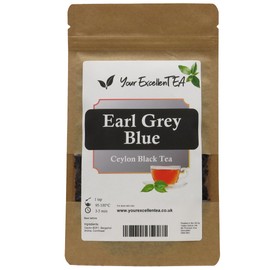 Your ExcellenTEA - Earl Grey Blue Flower - Black Tea Loose Leaf with Real Bergamot Oil in Resealable Pouch made from Ceylon BOP1 (100g)